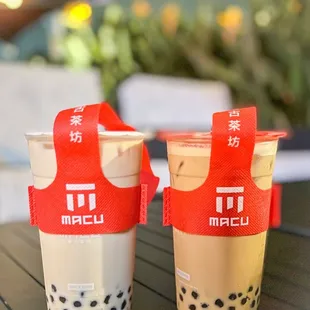 Boba Milk Tea and Oolong Milk Tea with Boba