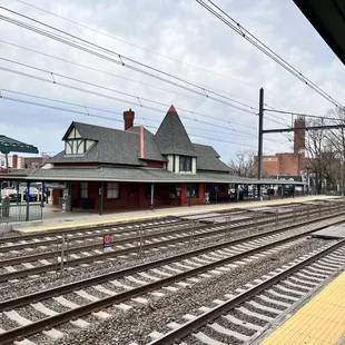 The cafe is in the old station building.