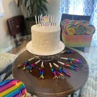a birthday cake with candles