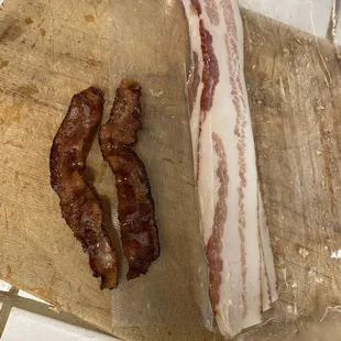 Bought bacon and when I opened the pack, it was almost all fat. Here is what it looks like after cooked.  Disappointing.