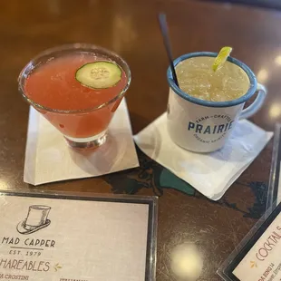 Cocktails...a Cosmo and a Moscow Mule