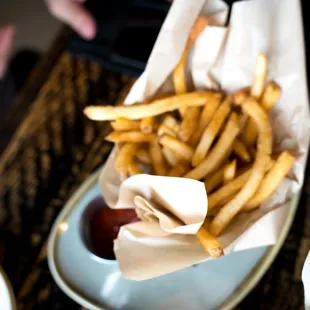 french fries and ketchup