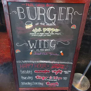 a menu for a burger restaurant