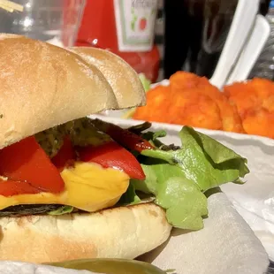 Burger and Buffalo cauliflower