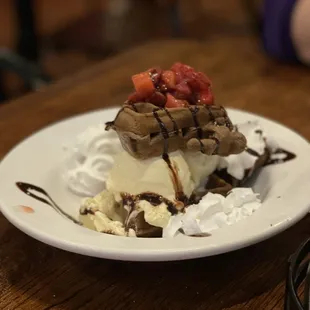 Chocolate waffle ice cream sandwich