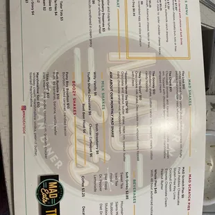 Back of menu