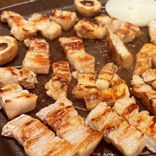 a pan of food on a table