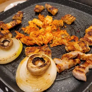 a pan of food on a stove