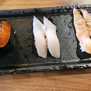 Fish was good but the salmon roe was bitter and had no snap when popped