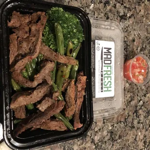 Flank steak with greens is the bomb!