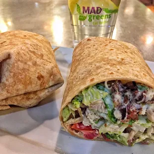 BLT wrap with the Mad Greens spicy seasoning sprinkled in the mix.