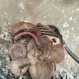 Lots of large onion end pieces in my salad.