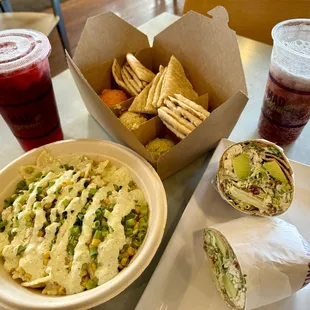 ANNIE OAKLEY ELOTE MAC BOWL HUMMUS TRIO - VEG FRESH TEAS AND LEMONADES