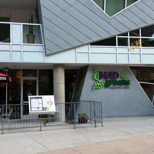 Outdoor tables across from the art museum.