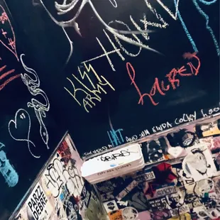 Bathroom chalk wall graffiti!