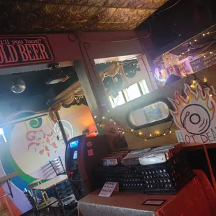 an old typewriter in a bar