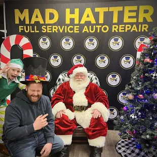 Service Advisor Cory and Santa at our 2021 Council Bluffs Santa at the Shop event!