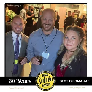 Celebrating Best of Omaha 2022. Owners Zach and Lynn and their friend Mike