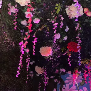 a vase of flowers and vines