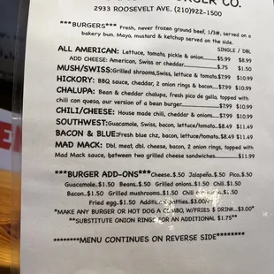 Menu front