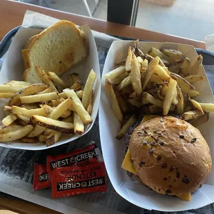 Kids Grilled Cheese and the Burglar Burger with Fries