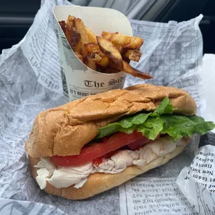 Turkey sandwich and fries