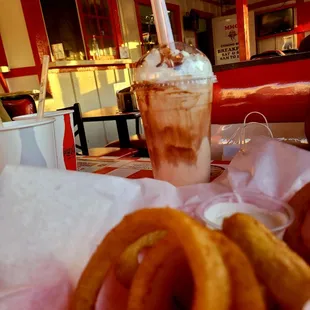 Onion rings and flavor of the month shake