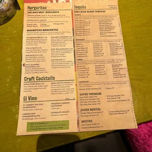 Drink menu