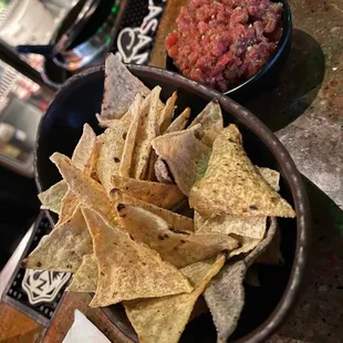 a bowl of tortilla and chips