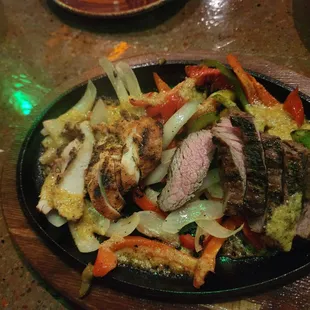 Steak and chicken fajitas