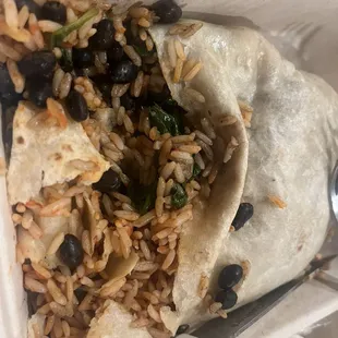 Shrimp Mushroom Spinach Burrito