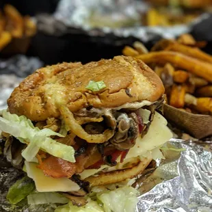 a burger and french fries