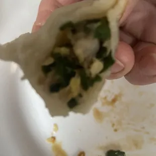 Inside Mr Wang dumpling nicely stuffed