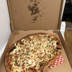 a large pizza in a box