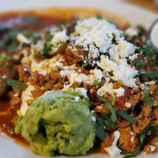 Huevos Rancheros + chicken chorizo