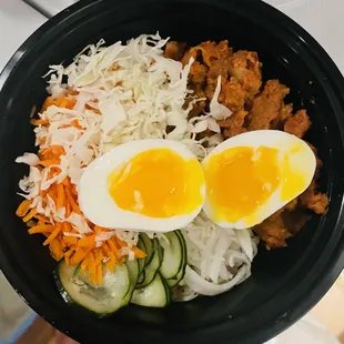 Spicy Pork Bowl with add on Soft Boiled Egg!