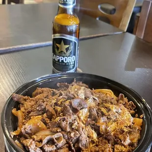 So good!!!! Beef and noddle with garlic and sauces.