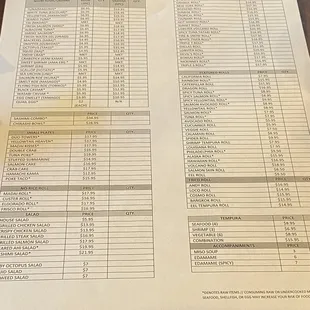 Paper Menu