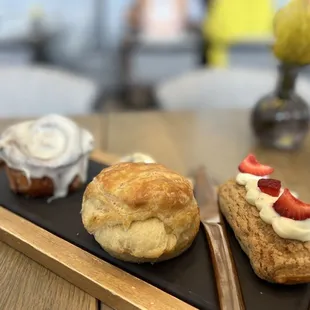 Pastries brunch appetizer, LAVENDER butter with that biscuit, was a real delightful treat