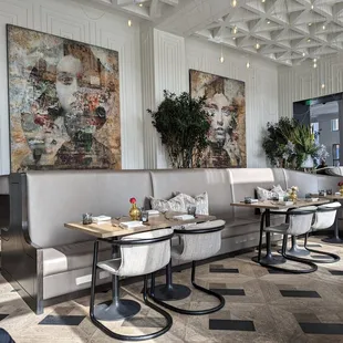 A view of the glamorous yet comfortable dining room.