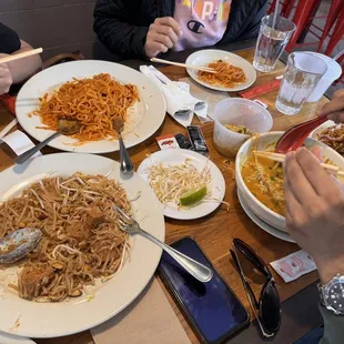 a table full of asian food