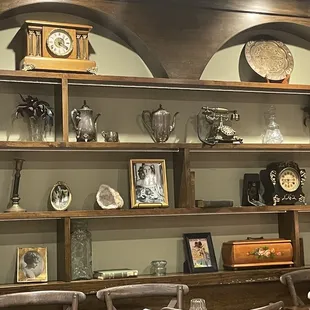 a collection of antique clocks