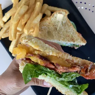 a sandwich and fries