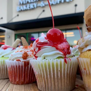 a variety of cupcakes