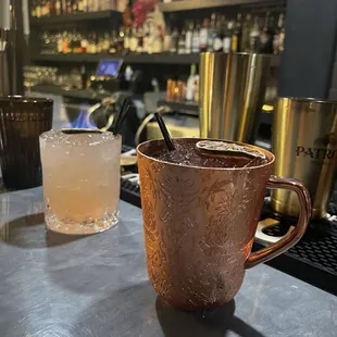 a moscow mule and a cocktail