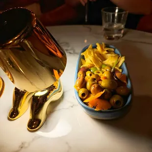 Chips and olives