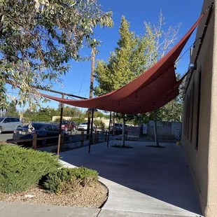 Outdoor seating. Normally have table and chairs