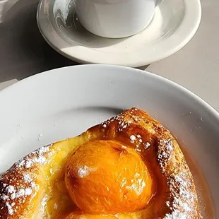 Apricot pastry and coffee