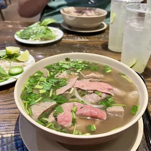 6.pho rare beef and beef meat balls