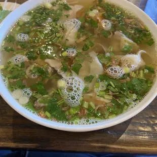 Wonton Noodle Soup with roast pork and shrimp